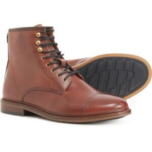 Shoe the Bear Curtis Lace Up Boot Brown Leather Distressed Sz 45